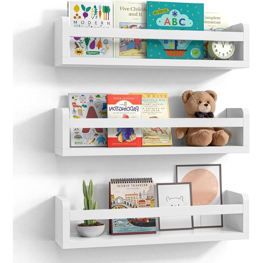 Baby Nursery Bookshelf - Witte houten boekenplankset voor baby's en
