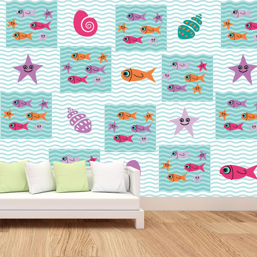 Baby Nursery Peel And Stick Wallpaper - Cartoon Schil en Stok Foto Behang