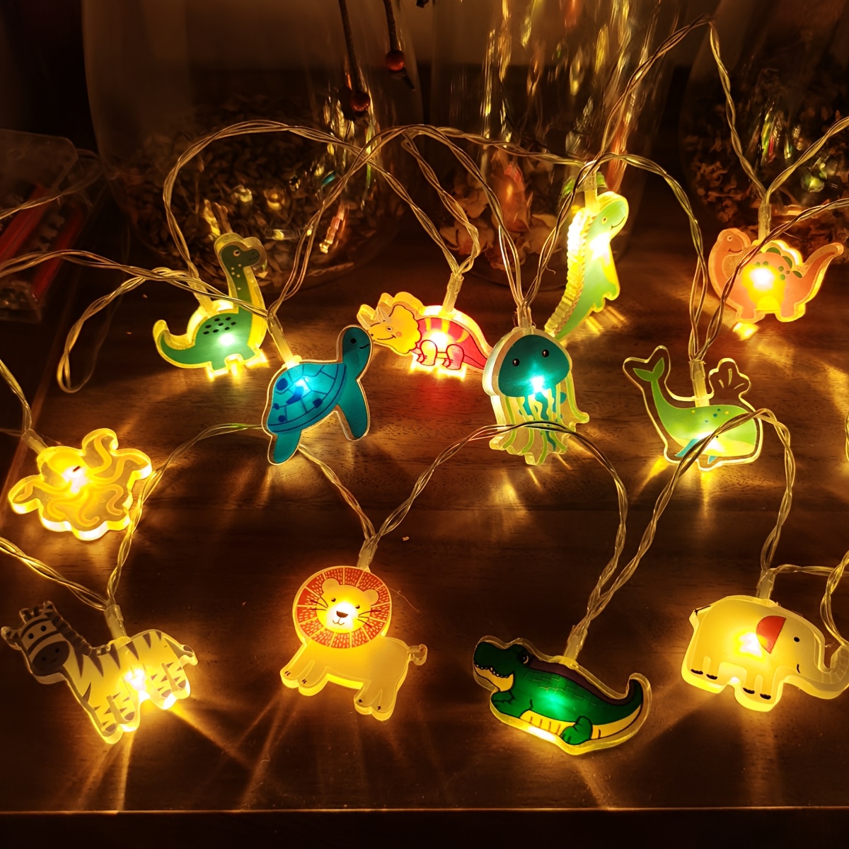 Baby Nursery Jungle Theme - Cartoon LED-decoratieve lichtslingers met wilde dieren,