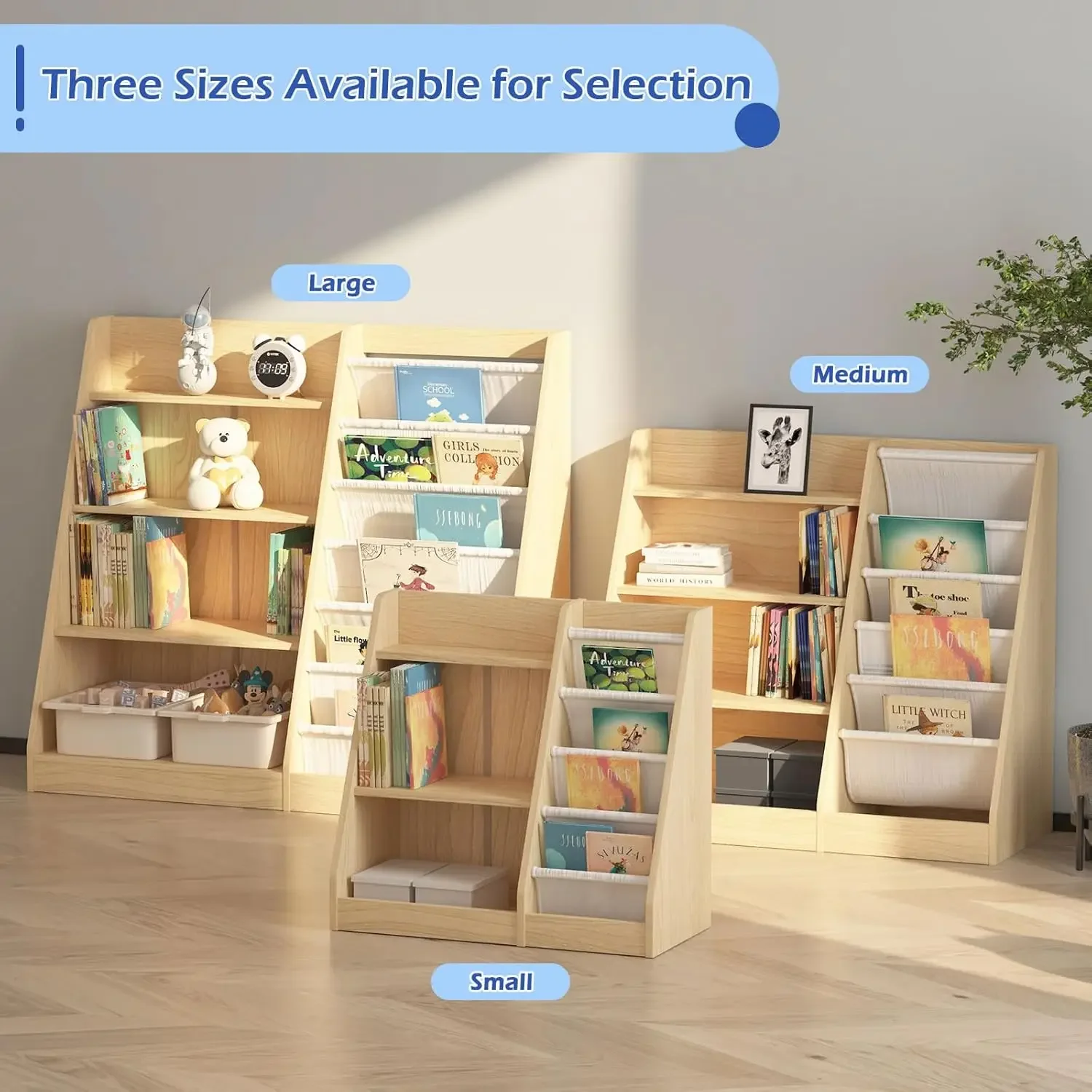 Baby Nursery Bookshelf - 4-laags kinderboekenplank baby peuter boekenrek kinderboekenkast