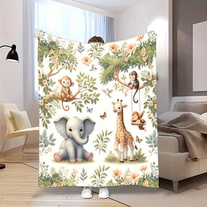 Baby Nursery Jungle Animals - VIKAMA aquarel jungle dier babydeken olifant
