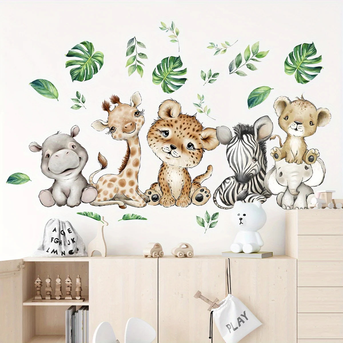 Baby Nursery Wall Stickers - 1PC Cartoon Leuke Nijlpaard Tijger Olifant