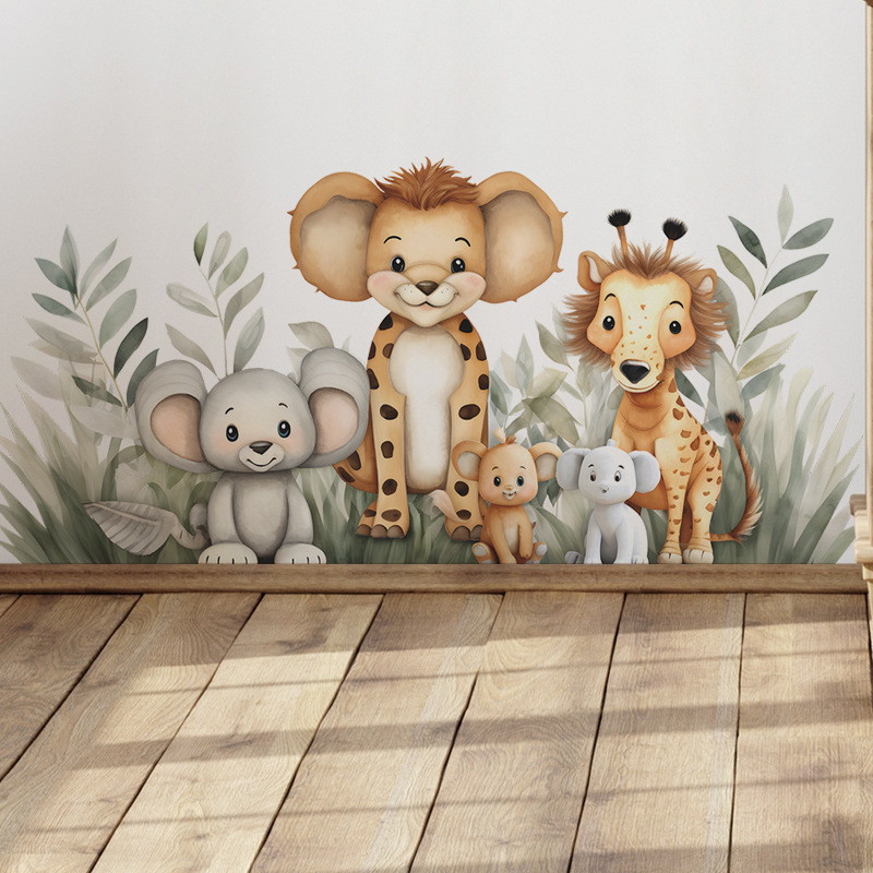 Baby Nursery Jungle Animals - Cartoon jungle dieren muursticker zelfklevend vinyl