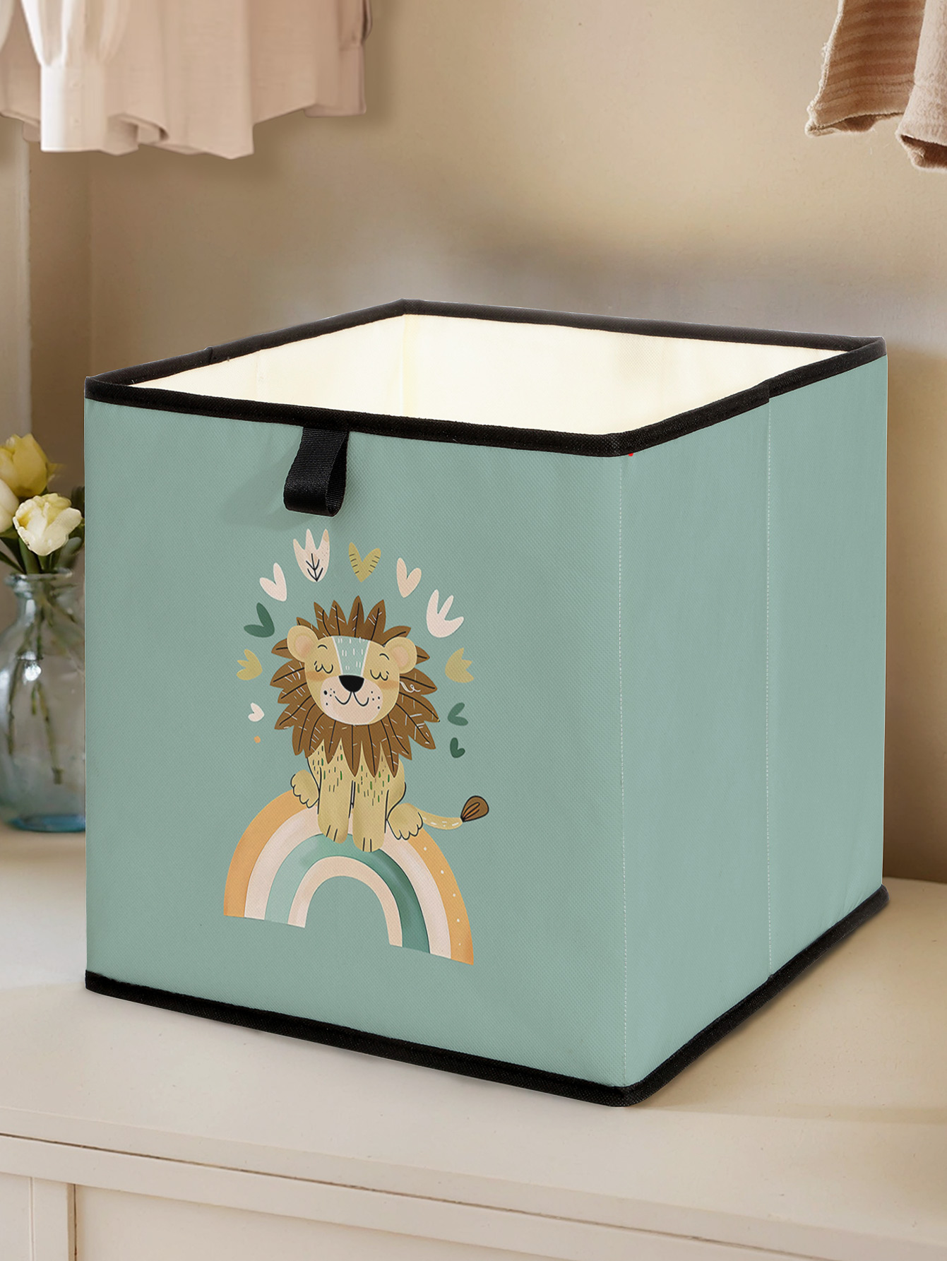 Baby Nursery Wardrobe - Schattige leeuw regenboogprint opvouwbare opbergkubus, opvouwbare