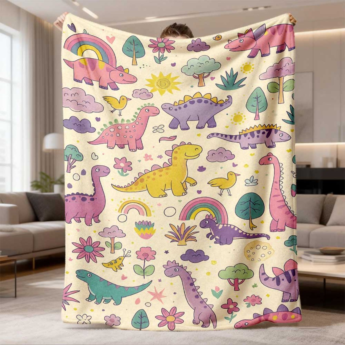 Baby Nursery Themes Boy - Super schattige dinosaurus regenboog deken voor