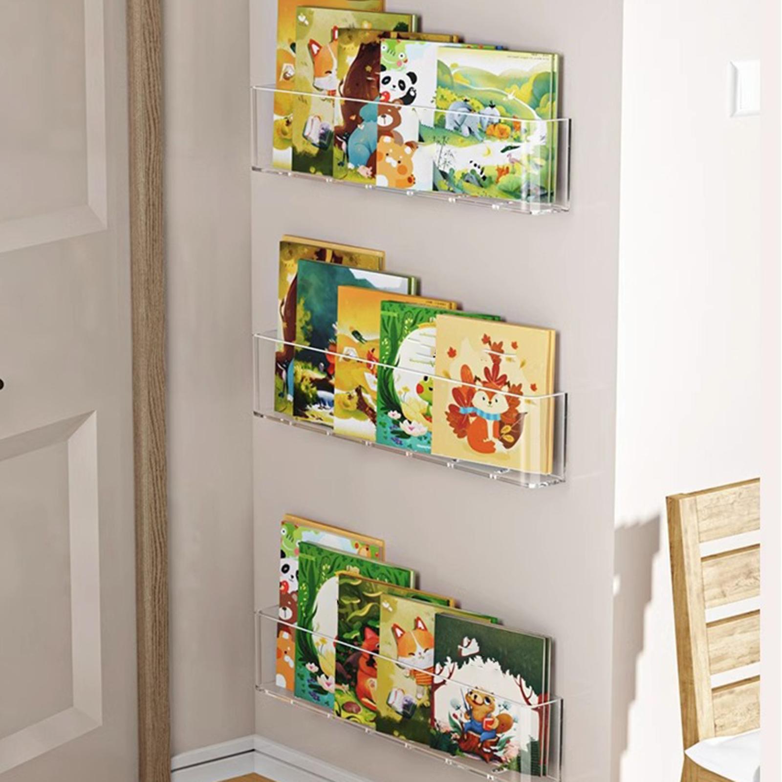 Baby Nursery Bookshelf - 3x Drijvende Boekenplanken Klaslokaal Kinderboekenplank Wandmontage