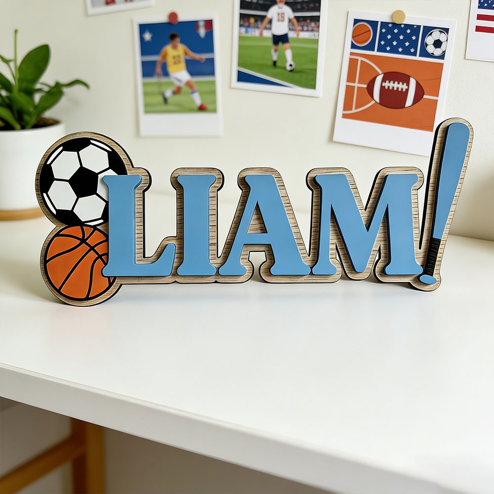 Baby Nursery Themes Boy - Aangepaste voetbal basketbal honkbal naam deurplaat