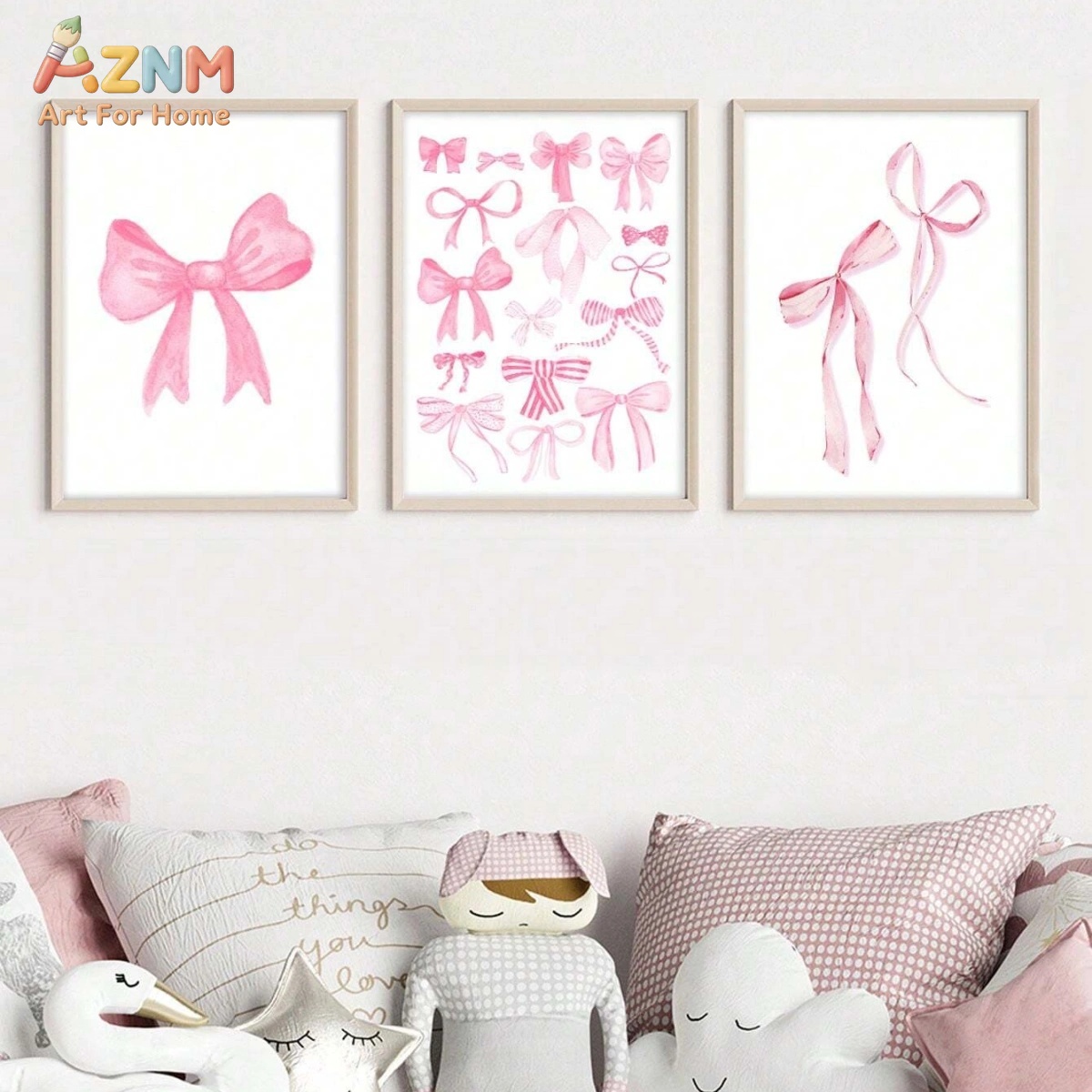Baby Nursery Sets - 3 STKS Roze Aquarel Boog Canvas