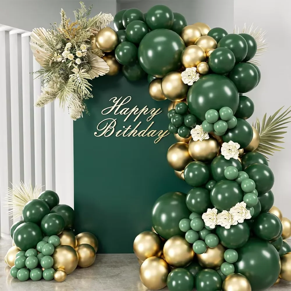 Baby Nursery Jungle Theme - 101 stuks groen-gouden latex ballonnen boog