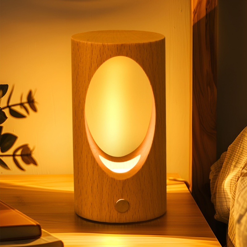 Baby Nursery Table - Baby-nachtlampje Oplaadbaar LED-nachtkastje Dimbaar Houten tafellamp