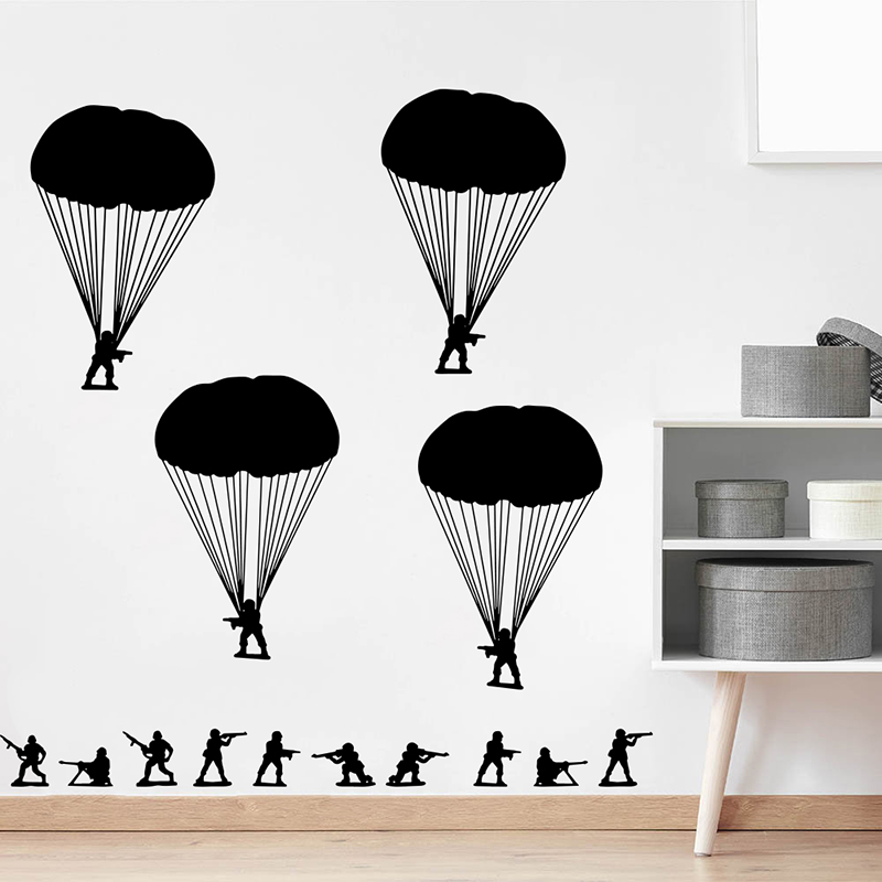 Baby Nursery Panelling - Leger mannen soldaten parachutisten muursticker babykamer