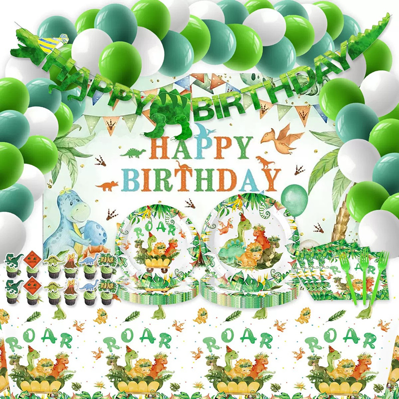 Baby Nursery Jungle Theme - Cartoon Dinosaurus Thema Wegwerp Servies Dinosaurus