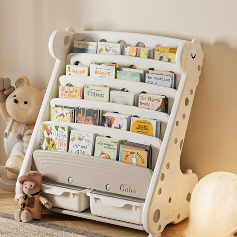 Baby Nursery Bookshelf - Plastic boekenplank voor kinderen met speelgoedopslag