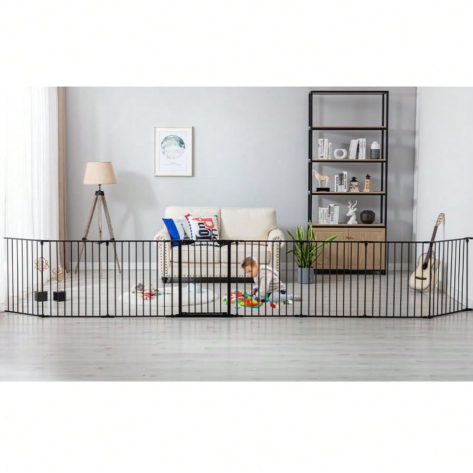Baby Gate Extra Wide - Extra brede zwarte babyhek met deur,