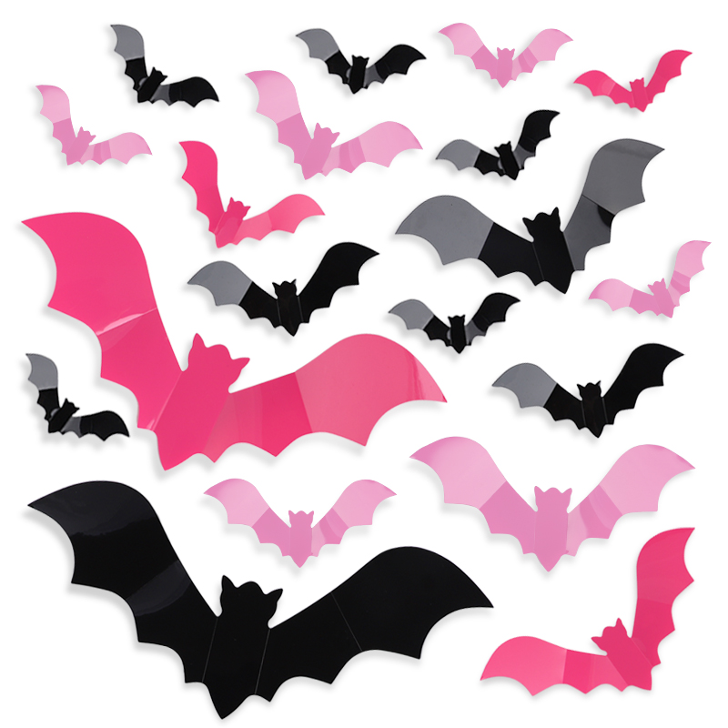 Baby Nursery Vinyl - 24/48 Stuks Halloween Roze Vleermuizen Raamsticker