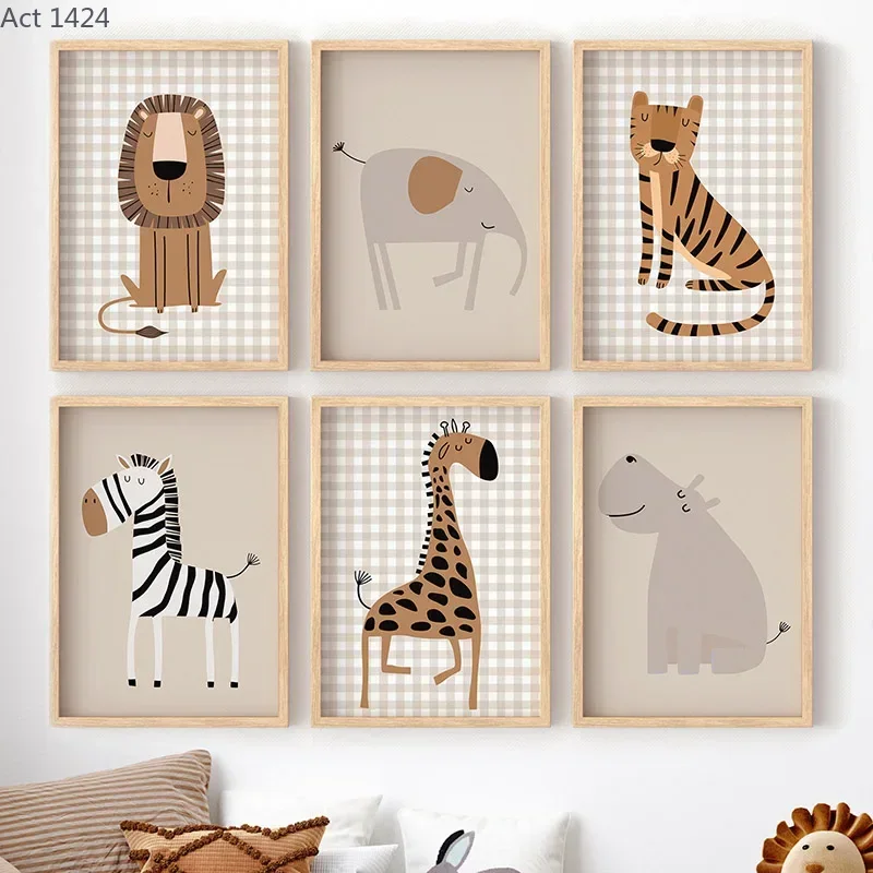 Baby Nursery Jungle Animals - Leeuw Tijger Olifant Giraffe Jungle Dieren