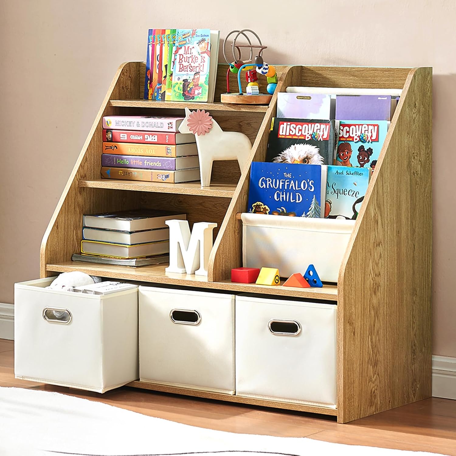 Baby Nursery Bookshelf - Montessori houten boekenplank & speelgoedopbergruimte met