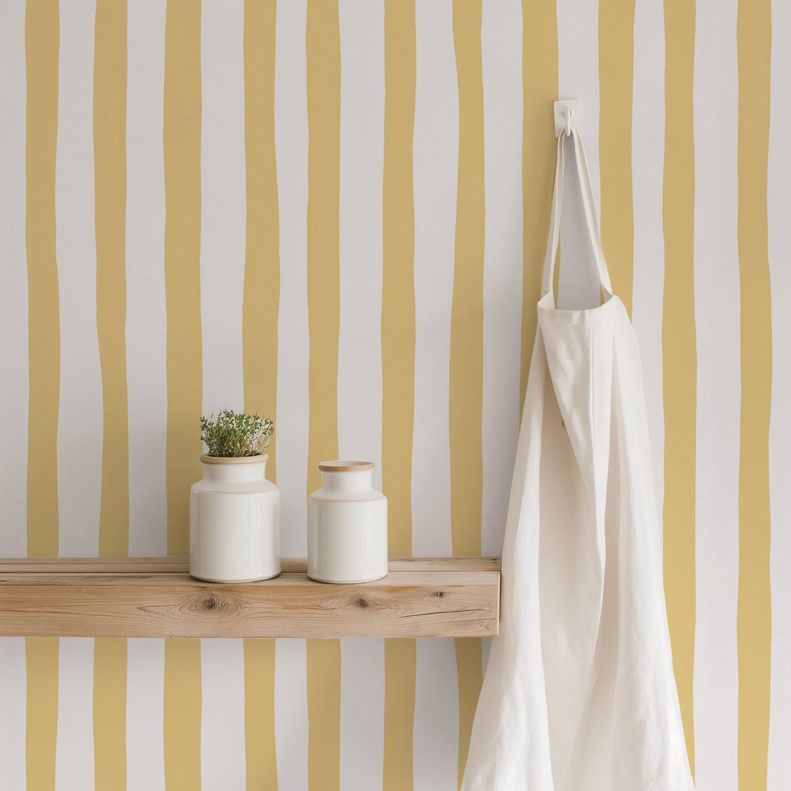 Baby Nursery Peel And Stick Wallpaper - Sunshine gele wiebelde strepen behang schil