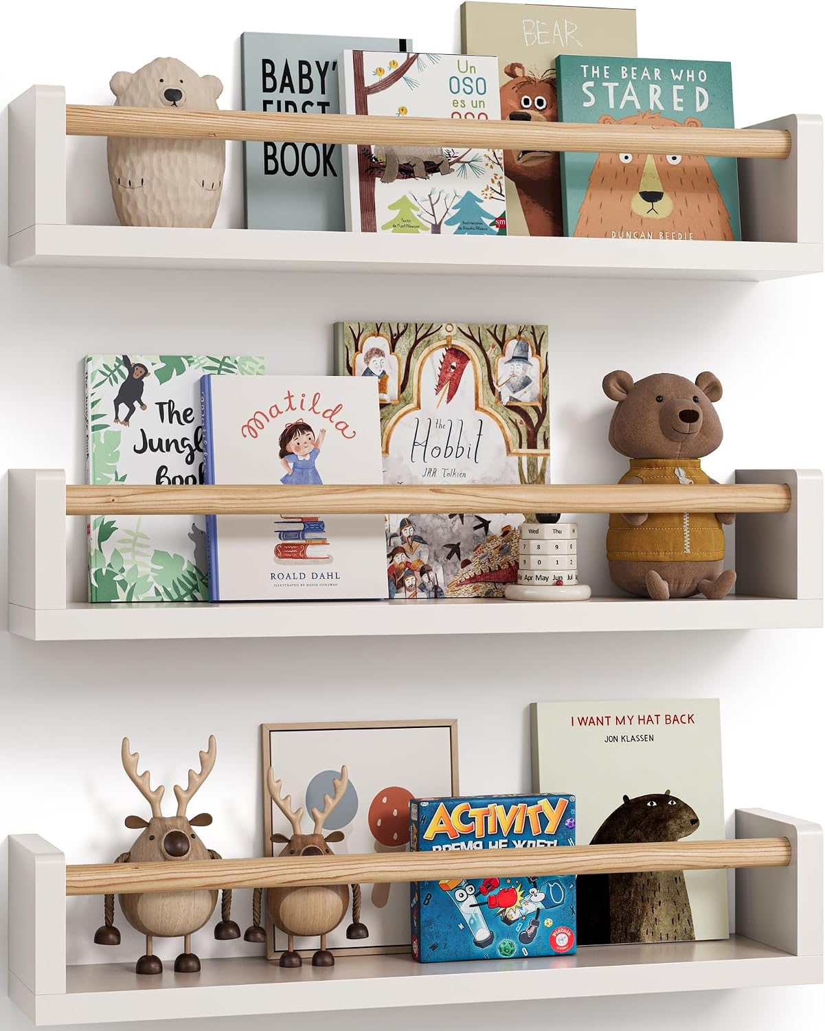 Baby Nursery Bookshelf - Set van 3 zwevende boekenplanken voor