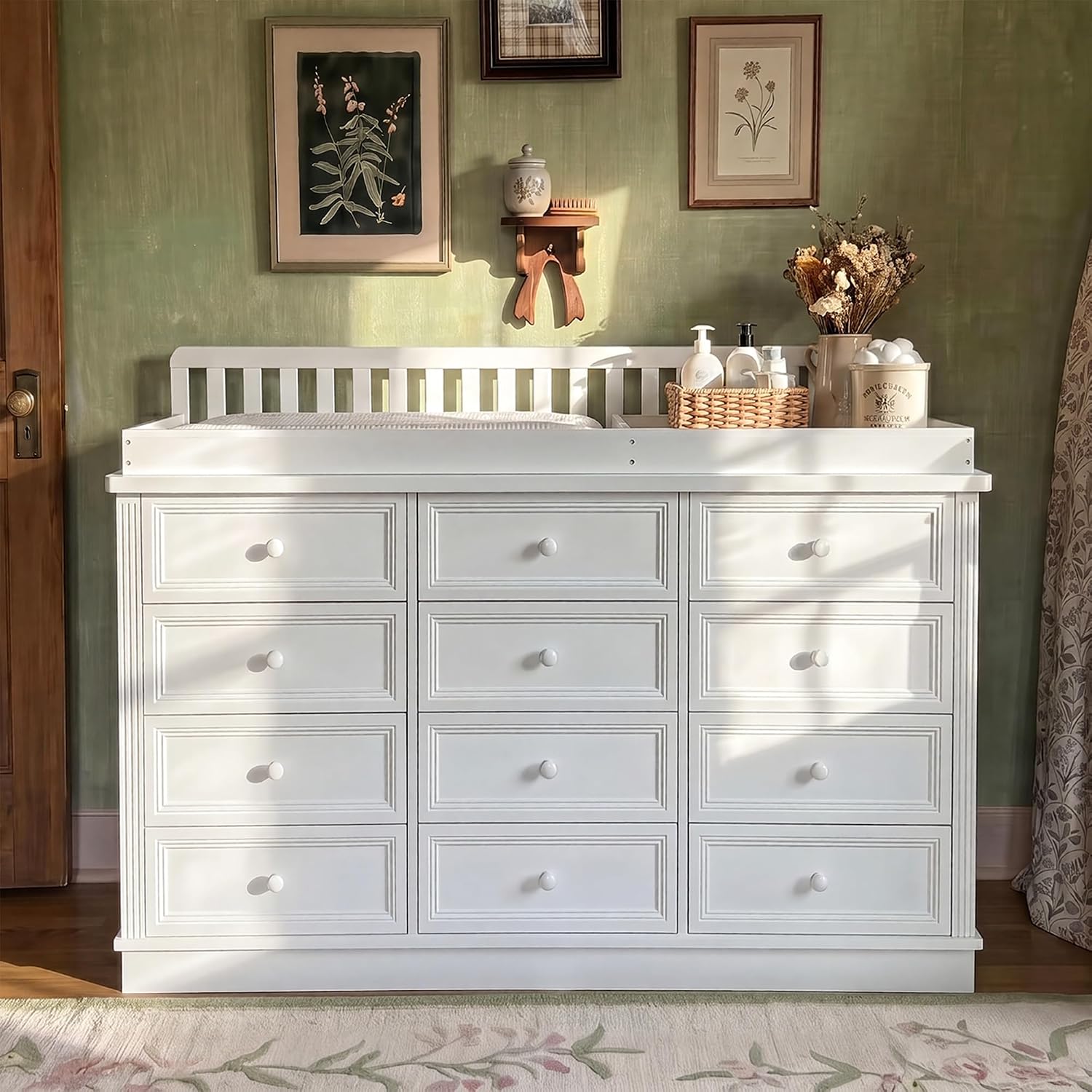 Baby Nursery Table - Babyverschoontafel met commode, 100% massief houten