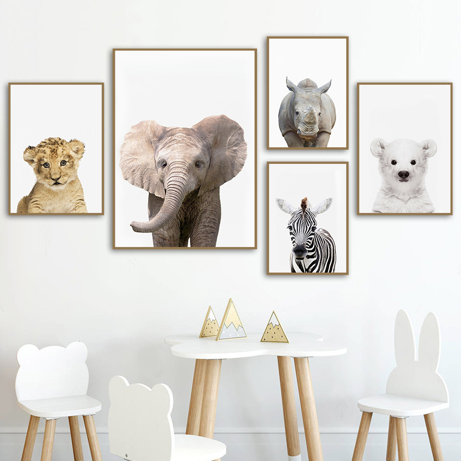 Baby Nursery Jungle Animals - 1 stuk frameloos canvas schilderij baby