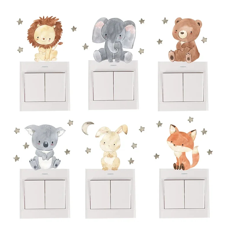 Baby Nursery Wall Stickers - 1/2/4/6set Cartoon Dieren Muurstickers Voor Kinderkamer