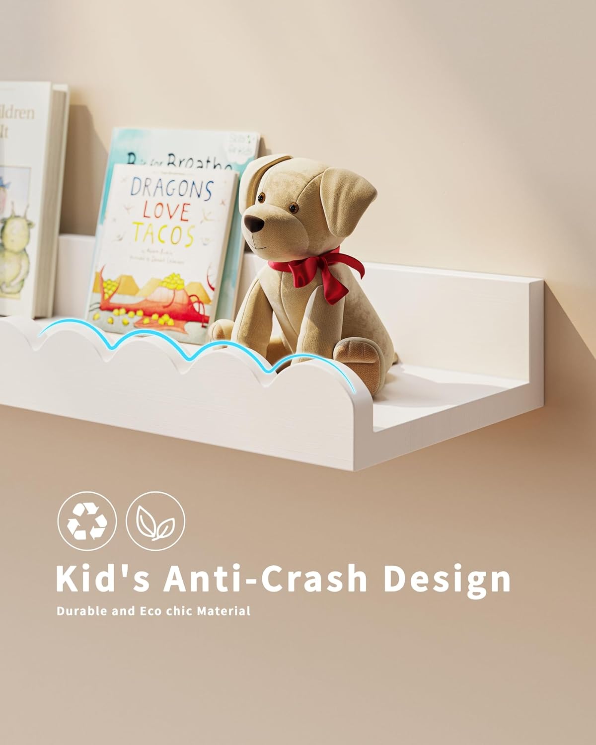 Set van 4 witte, golvende zwev - Baby Nursery Bookshelf recensie en prijs