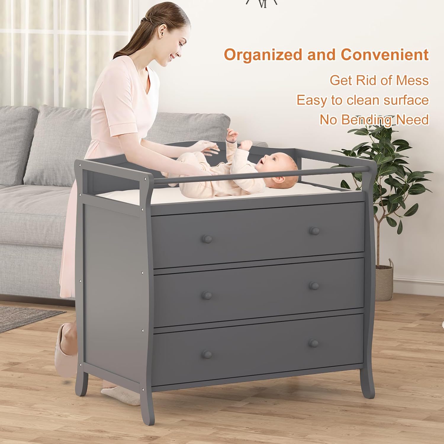 3-laden babycommode houten lui - Baby Nursery Table recensie en prijs