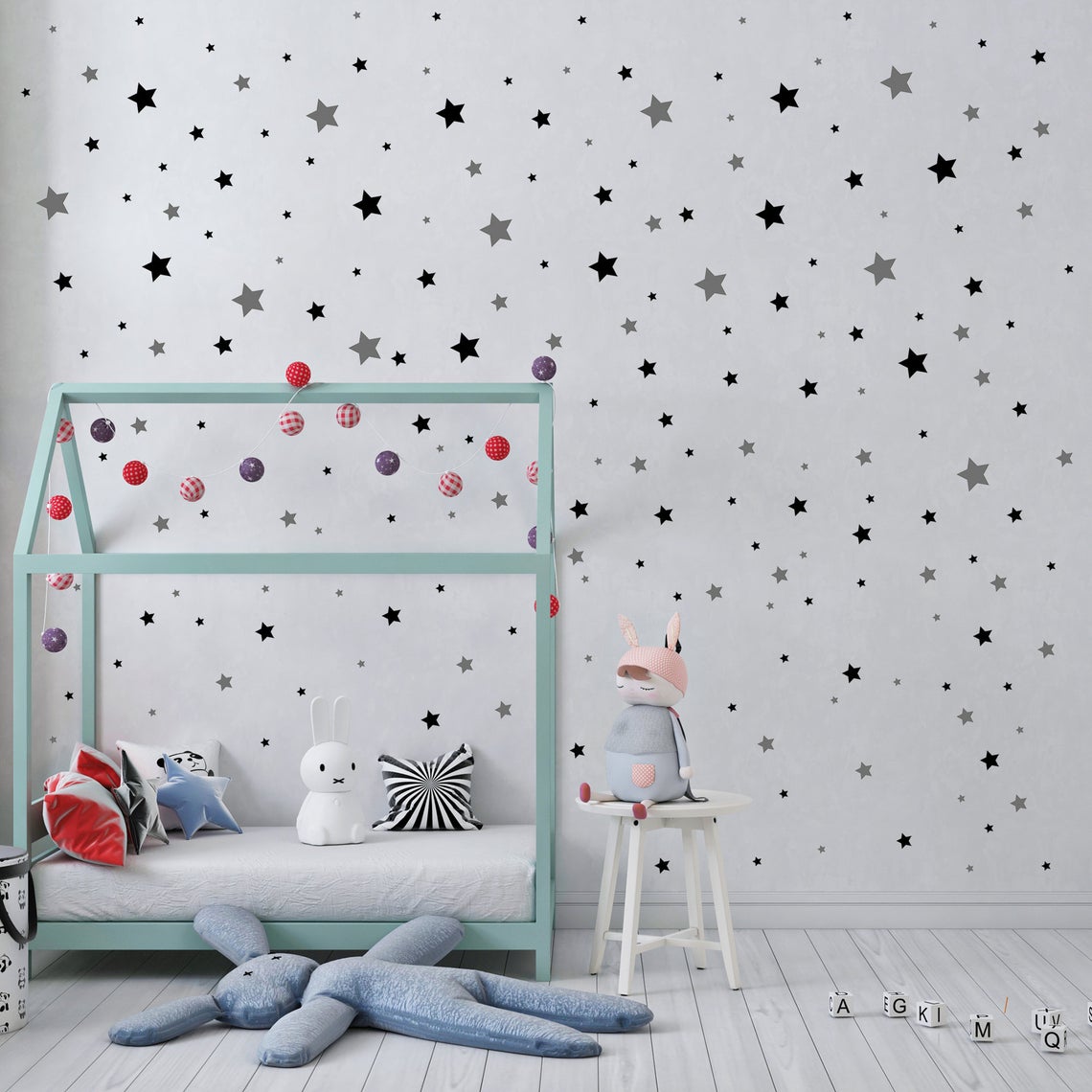 Cartoon 65 stks ster muurstick - Baby Nursery Wall Stickers recensie en prijs
