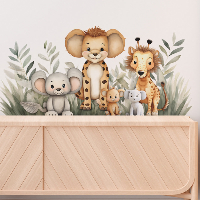 Cartoon jungle dieren muurstic - Baby Nursery Jungle Animals recensie en prijs