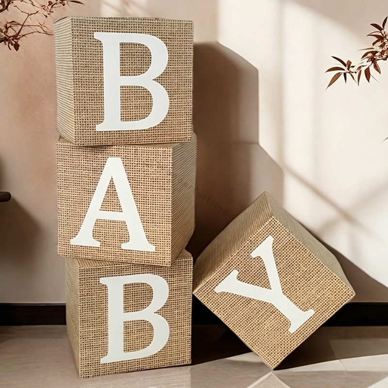 Set van 4 jute print BABY lett - Baby Nursery Sets recensie en prijs