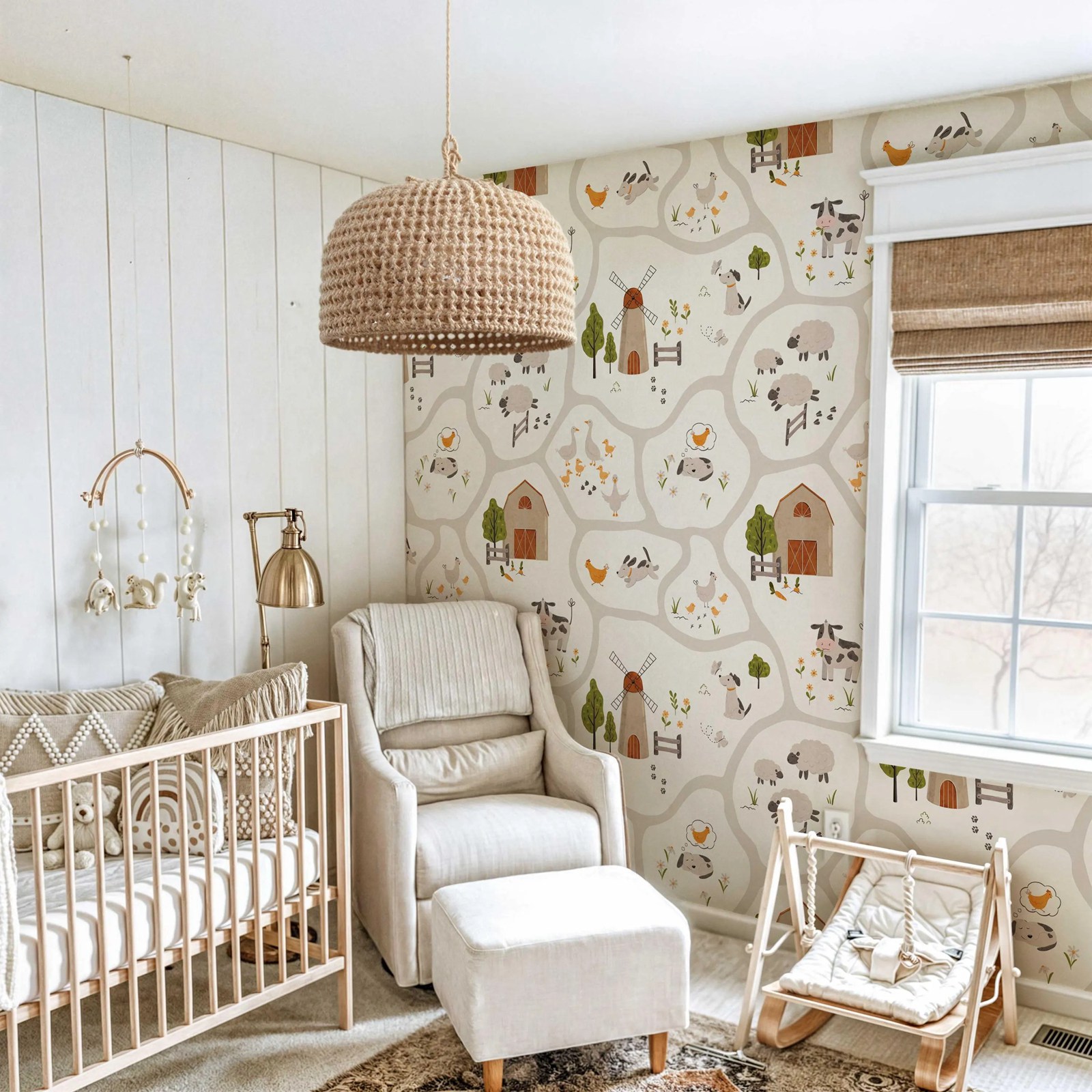 Leuke boerderijdieren kinderbe - Baby Nursery Peel And Stick Wallpaper recensie en prijs