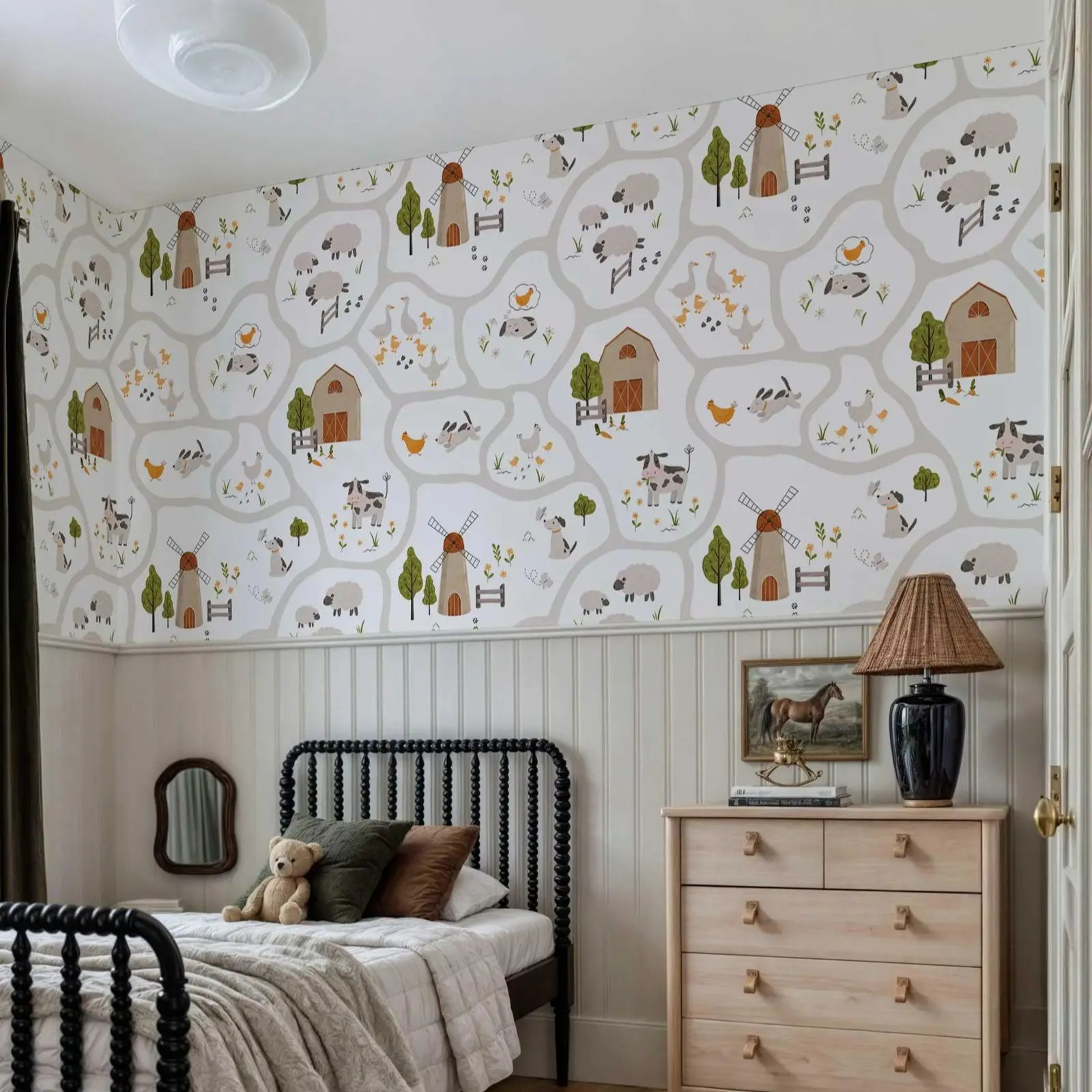 Leuke boerderijdieren kinderbe - Baby Nursery Peel And Stick Wallpaper recensie en prijs