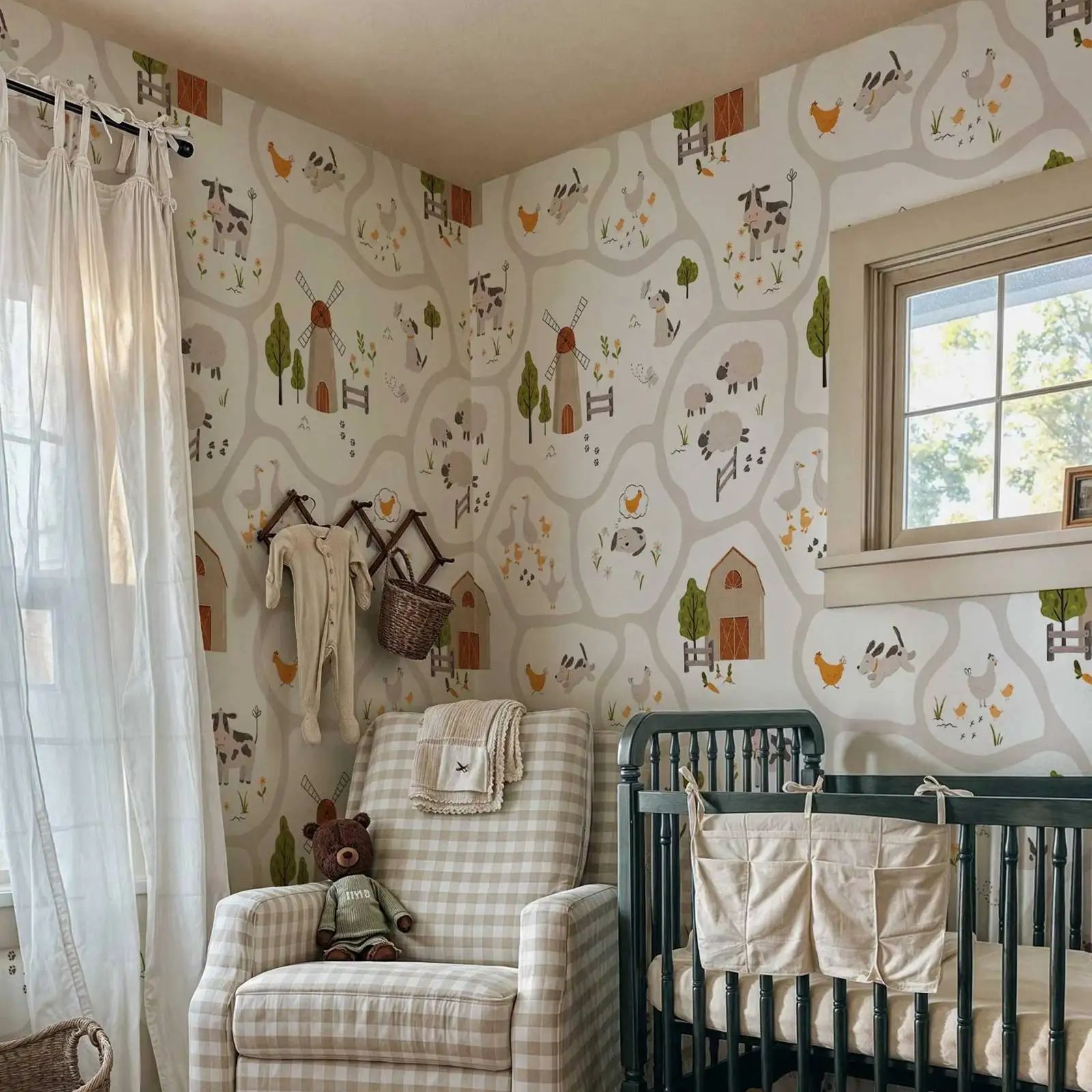Leuke boerderijdieren kinderbe - Baby Nursery Peel And Stick Wallpaper recensie en prijs