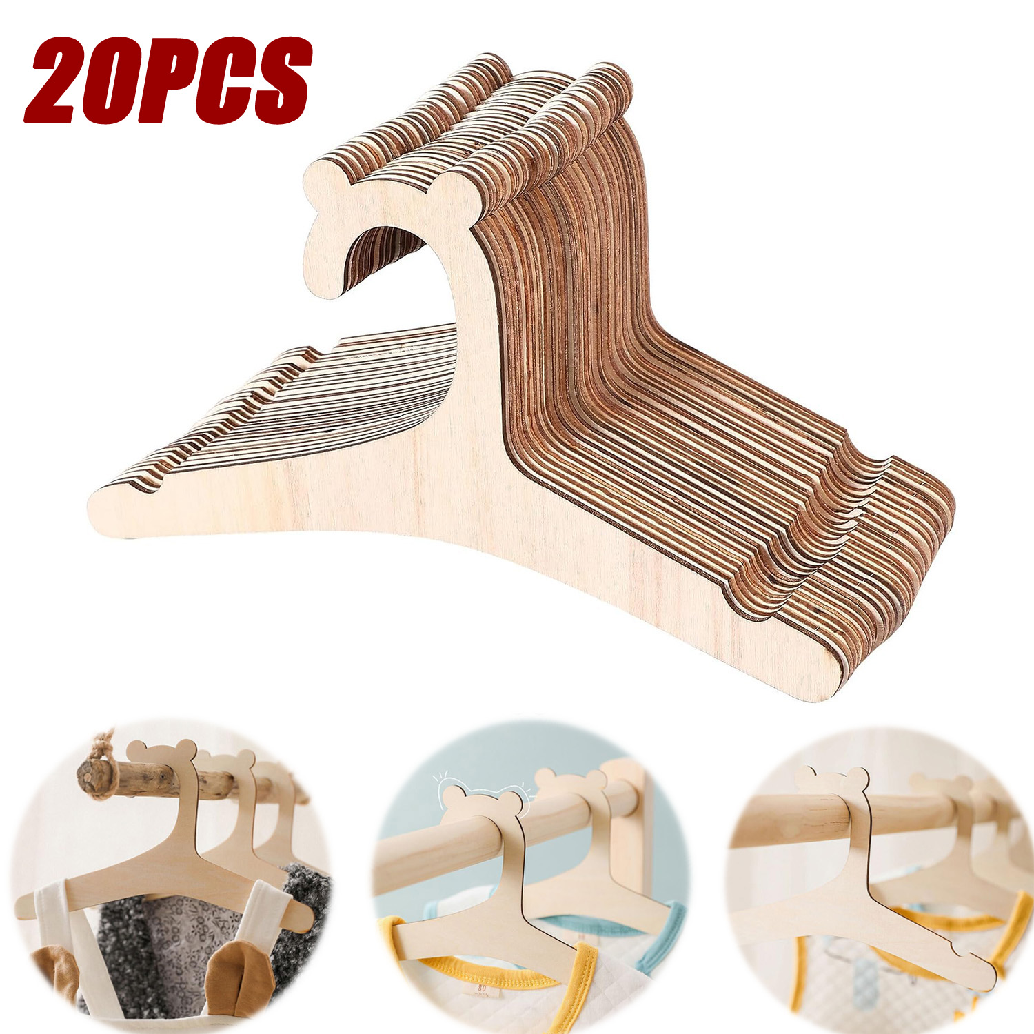 20 stks Baby Kledingrek Houten - Baby Nursery Uniform recensie en prijs