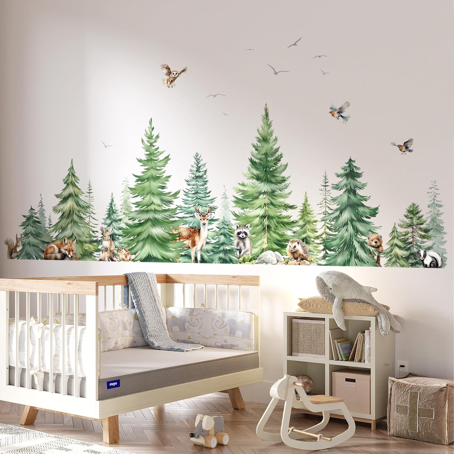 Grote aquarel pijnboom dieren  - Baby Nursery Panelling recensie en prijs