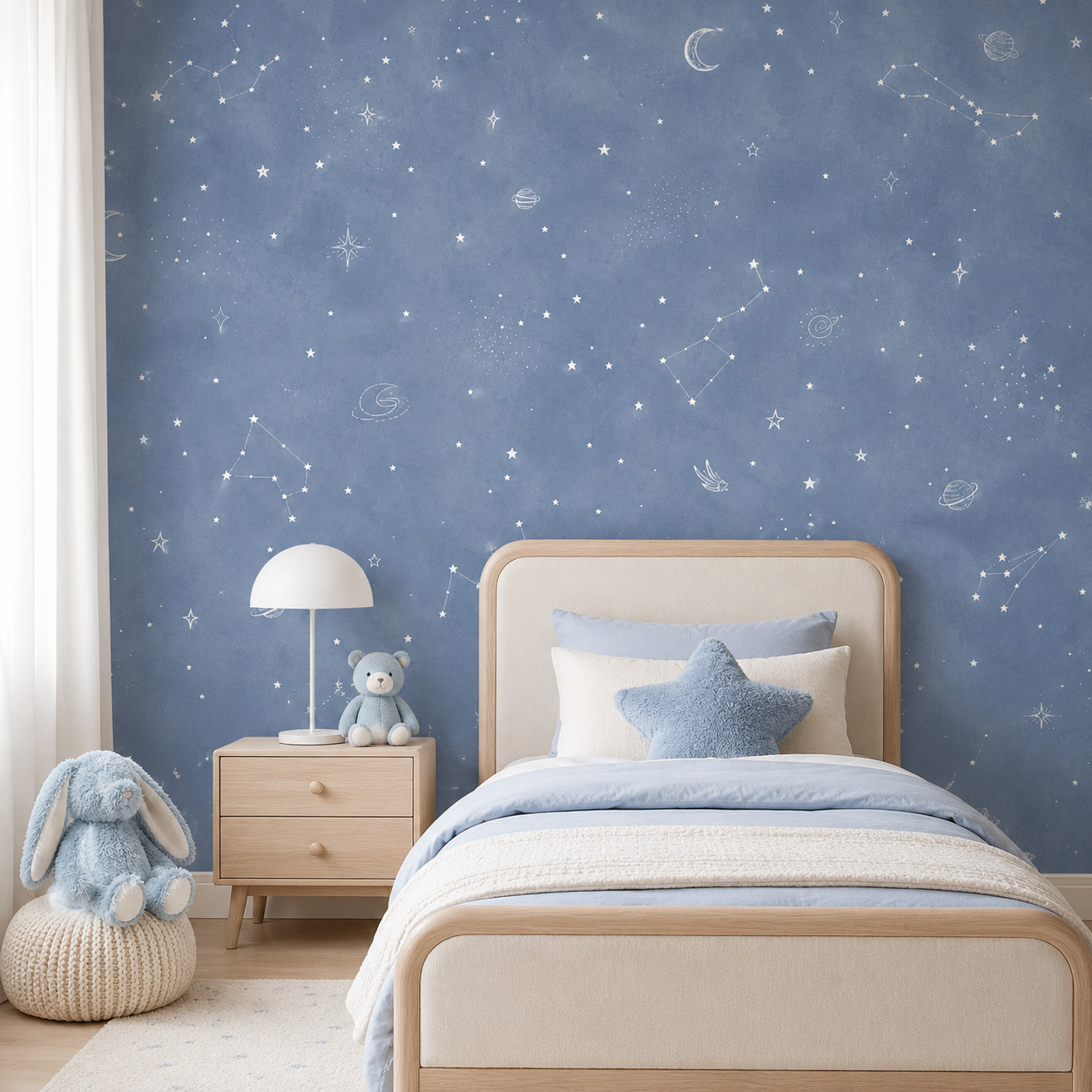 Blauwe Sterrenhemel Zelfkleven - Baby Nursery Peel And Stick Wallpaper recensie en prijs