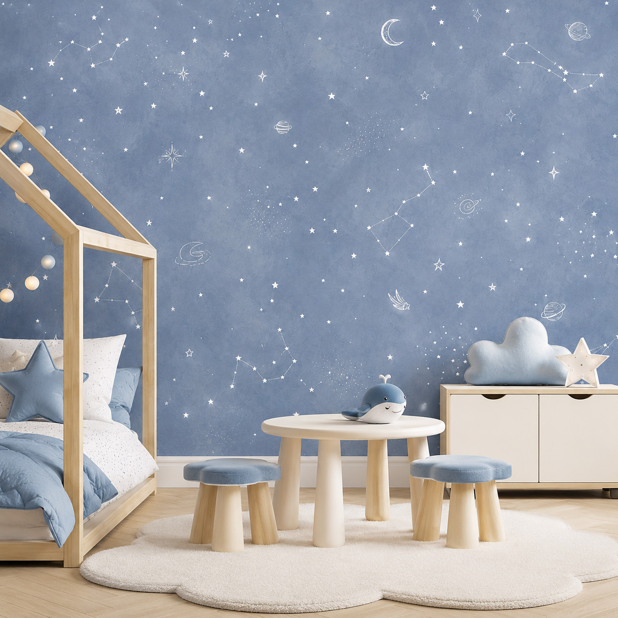 Blauwe Sterrenhemel Zelfkleven - Baby Nursery Peel And Stick Wallpaper recensie en prijs