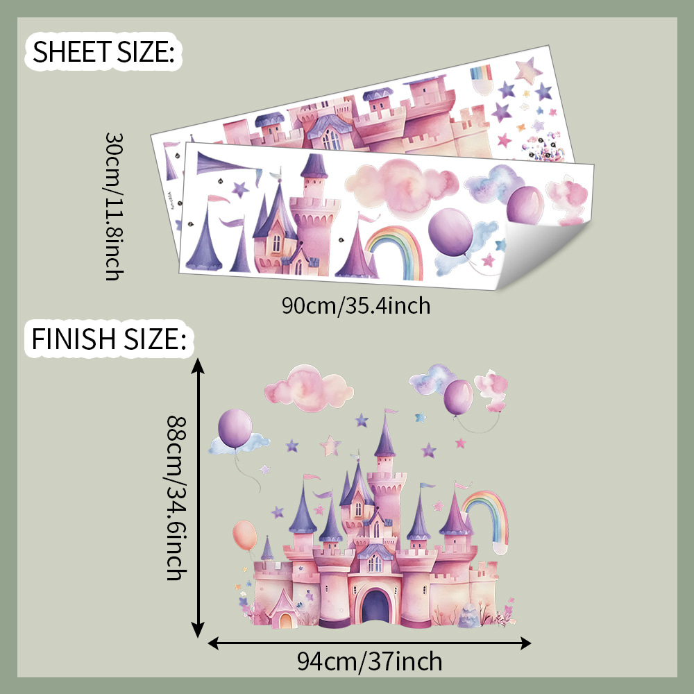 Roze kasteel muurstickers wolk - Baby Nursery Vinyl recensie en prijs