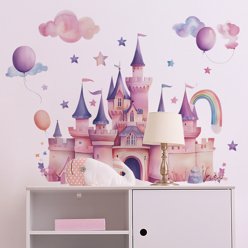 Roze kasteel muurstickers wolk - Baby Nursery Vinyl recensie en prijs