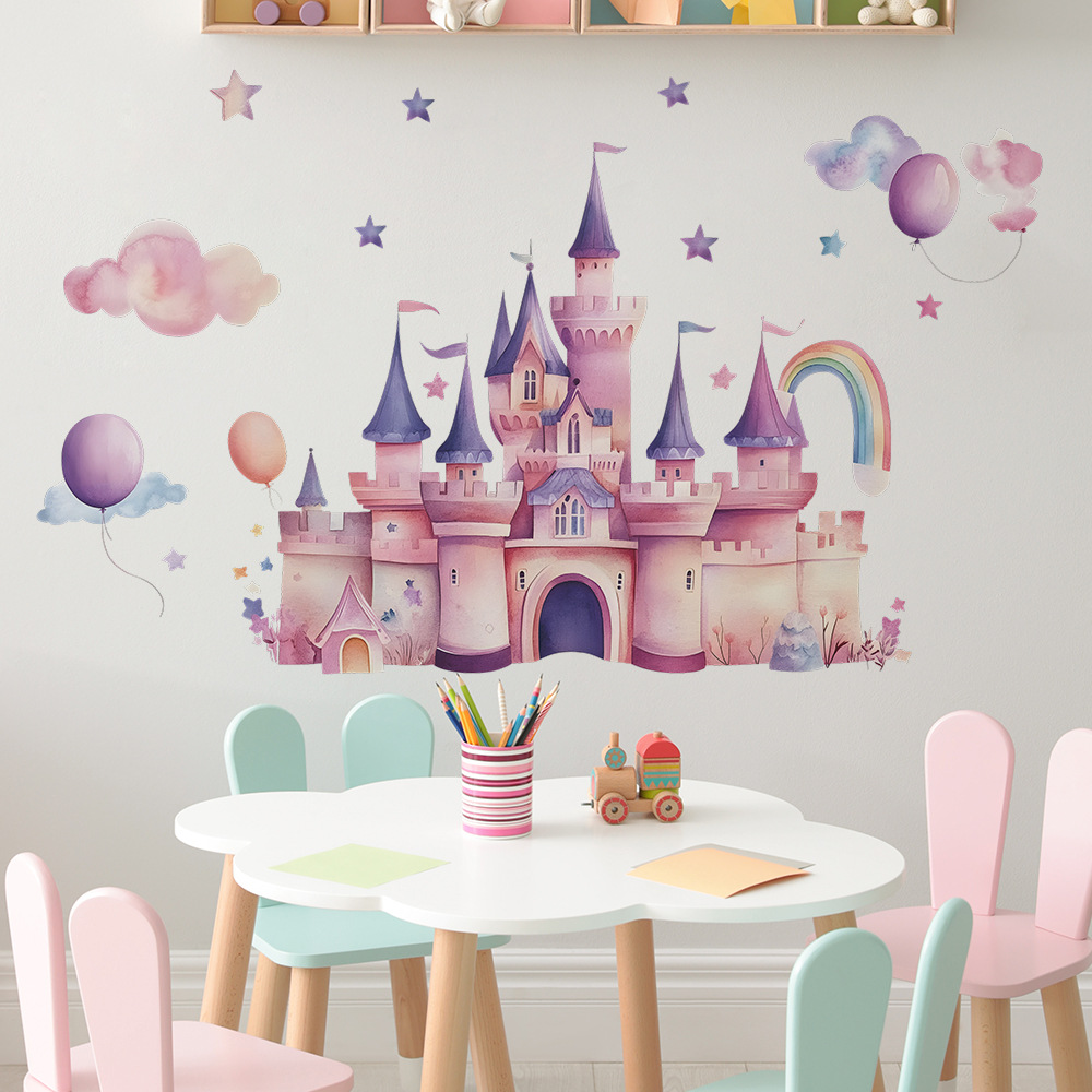 Roze kasteel muurstickers wolk - Baby Nursery Vinyl recensie en prijs