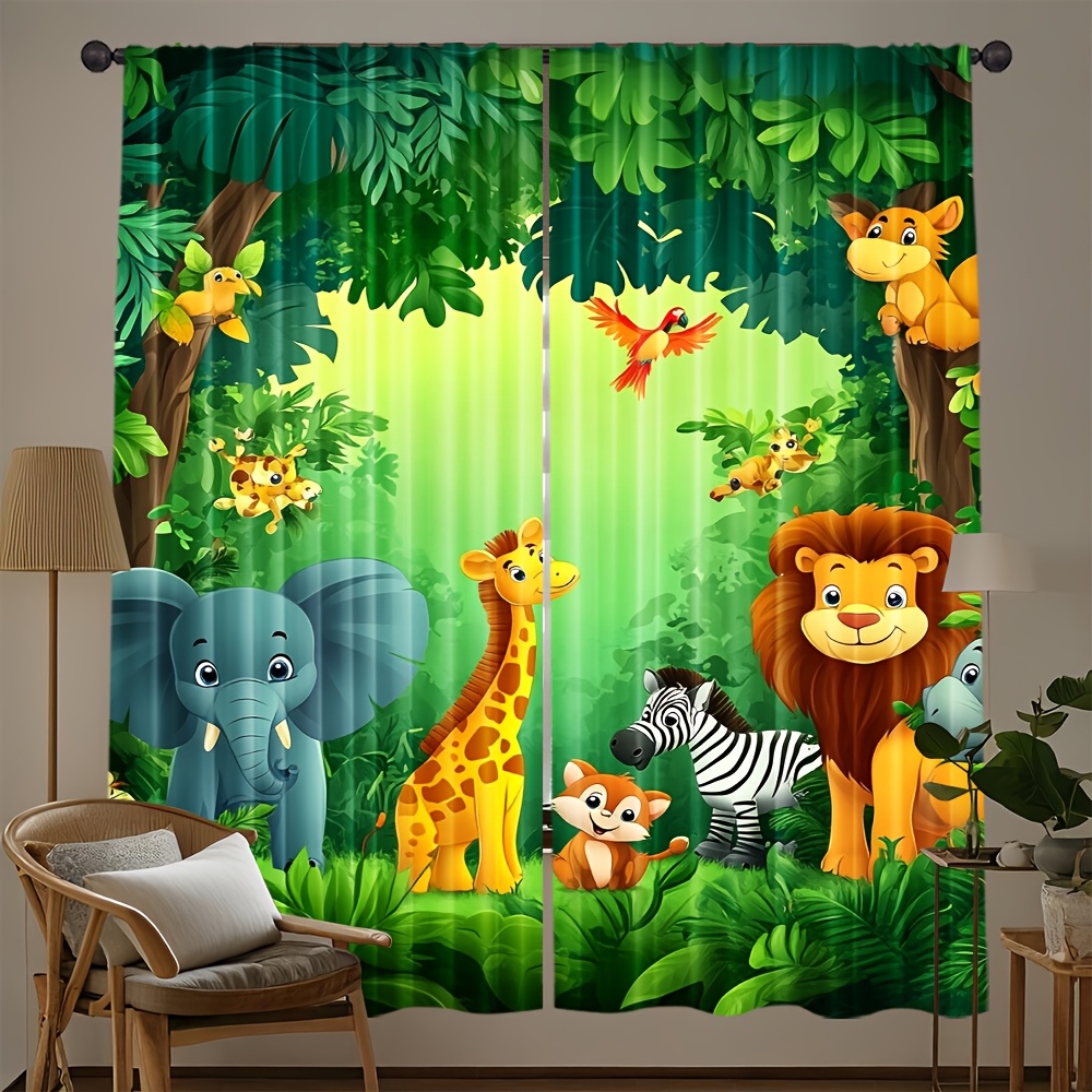 2 stuks cartoon dierengordijne - Baby Nursery Jungle Animals recensie en prijs