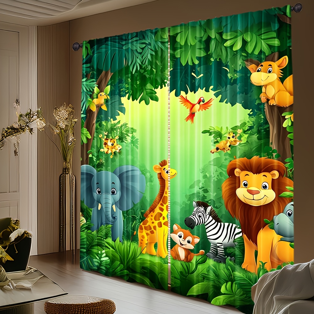 2 stuks cartoon dierengordijne - Baby Nursery Jungle Animals recensie en prijs
