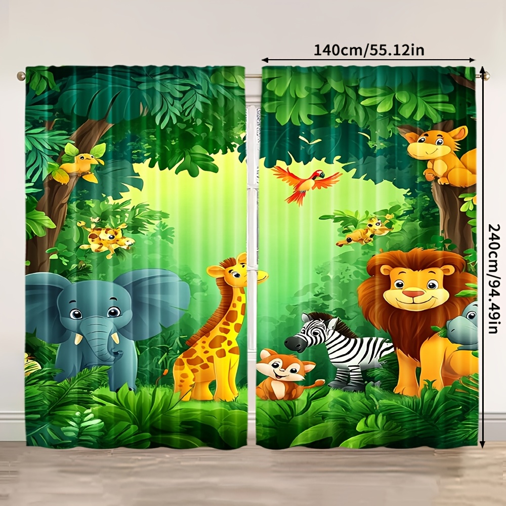 2 stuks cartoon dierengordijne - Baby Nursery Jungle Animals recensie en prijs