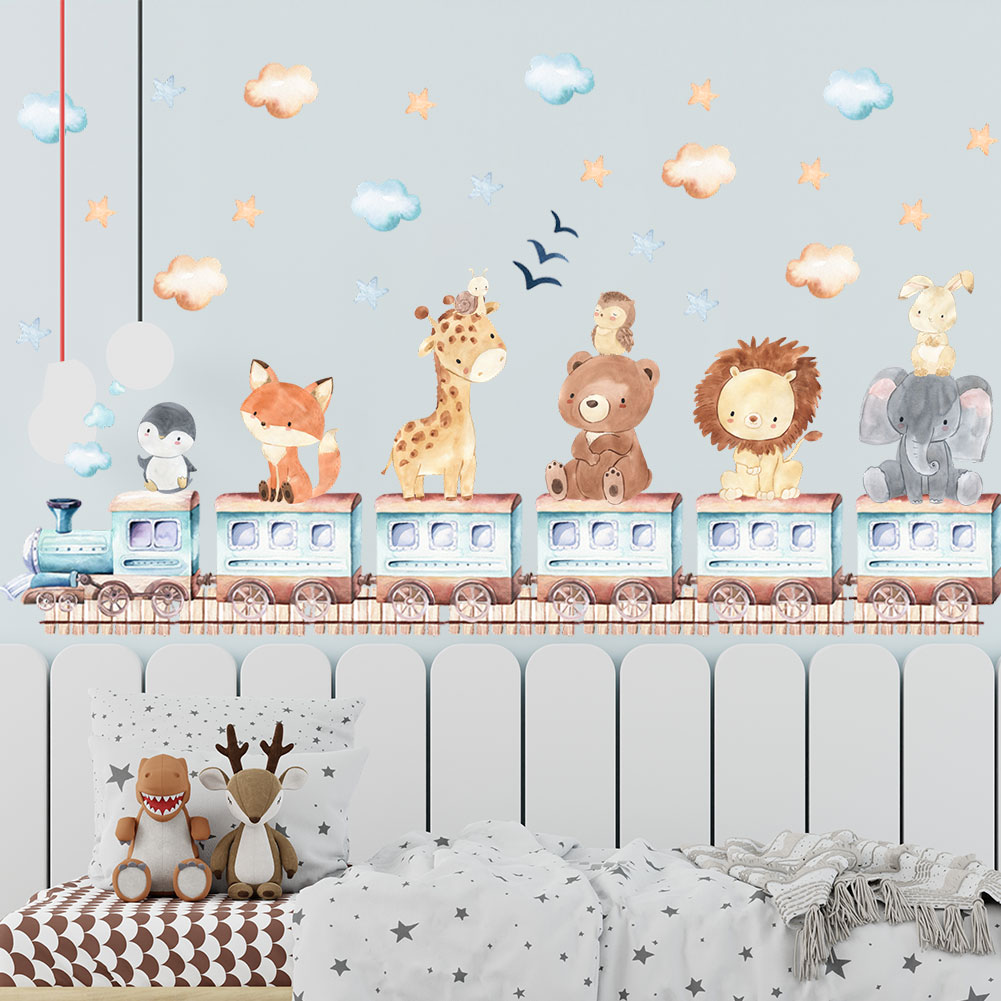 Cartoon Treinstickers Leeuw Ol - Baby Nursery Wallpaper recensie en prijs