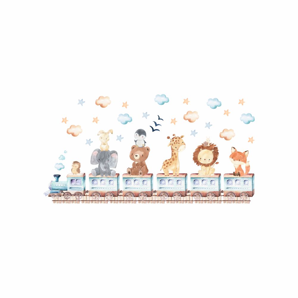 Cartoon Treinstickers Leeuw Ol - Baby Nursery Wallpaper recensie en prijs