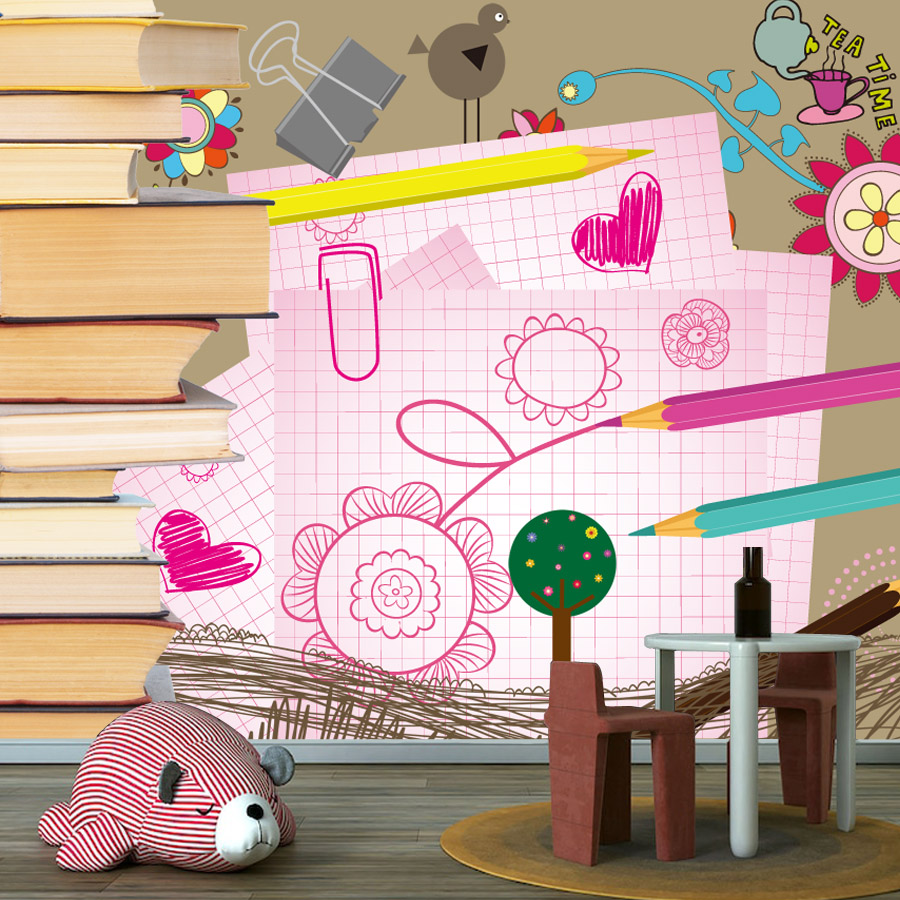 Cartoon Boeken Tekening Gemakk - Baby Nursery Peel And Stick Wallpaper recensie en prijs