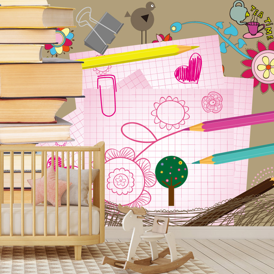Cartoon Boeken Tekening Gemakk - Baby Nursery Peel And Stick Wallpaper recensie en prijs