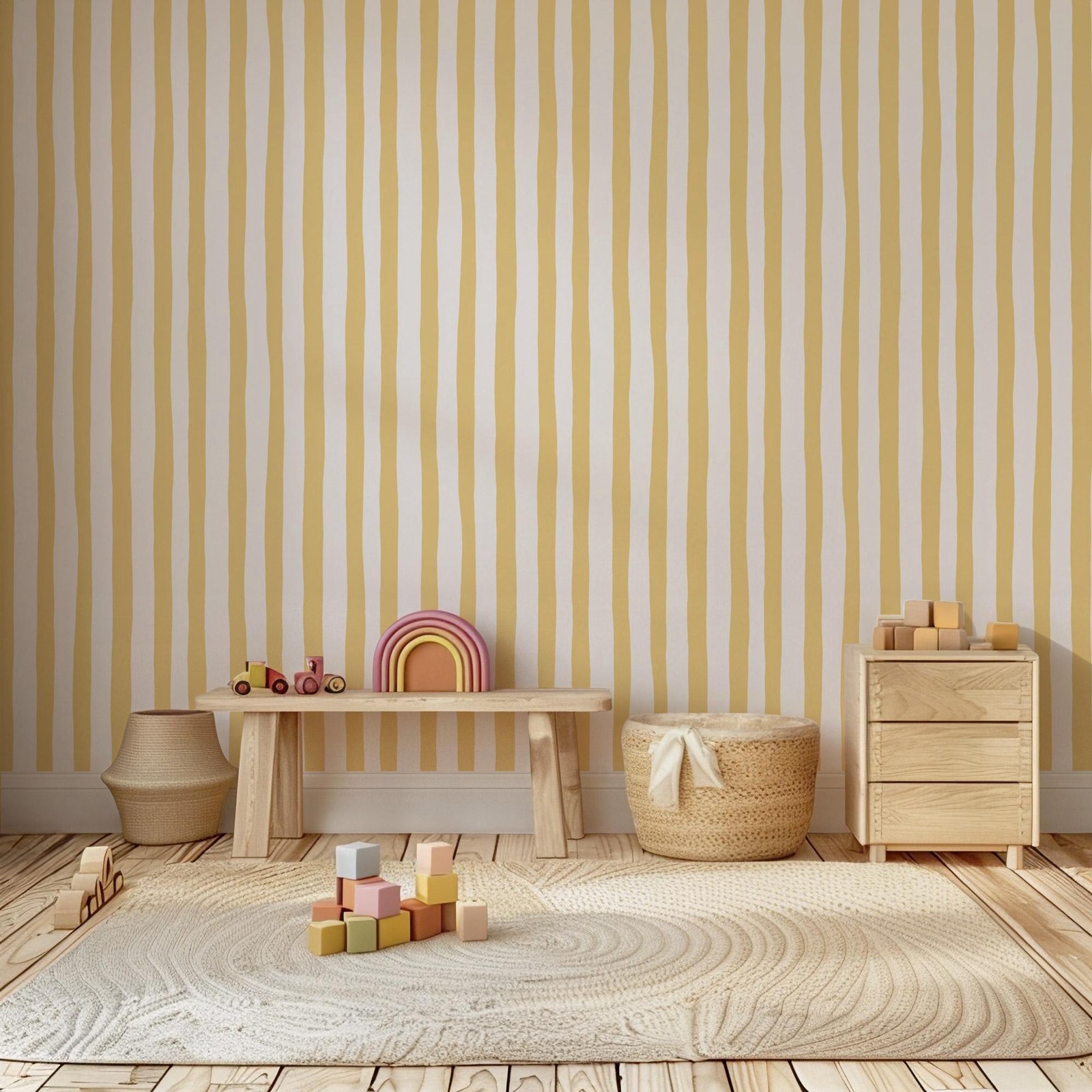 Sunshine gele wiebelde strepen - Baby Nursery Peel And Stick Wallpaper recensie en prijs