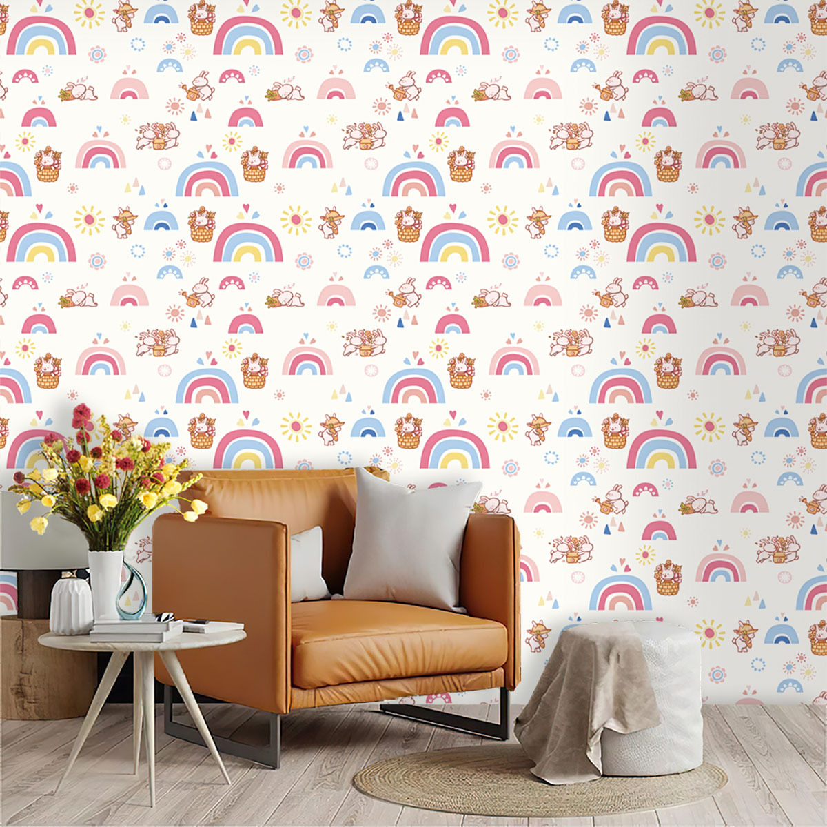Boho Rainbow Kids Stick and Pe - Baby Nursery Peel And Stick Wallpaper recensie en prijs